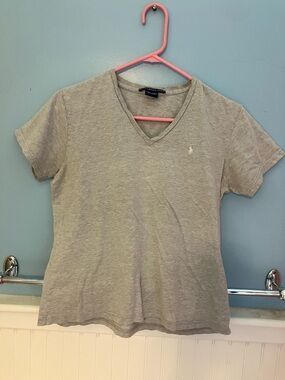 Ralph Lauren Light Gray V-Neck Short Sleeve Tee